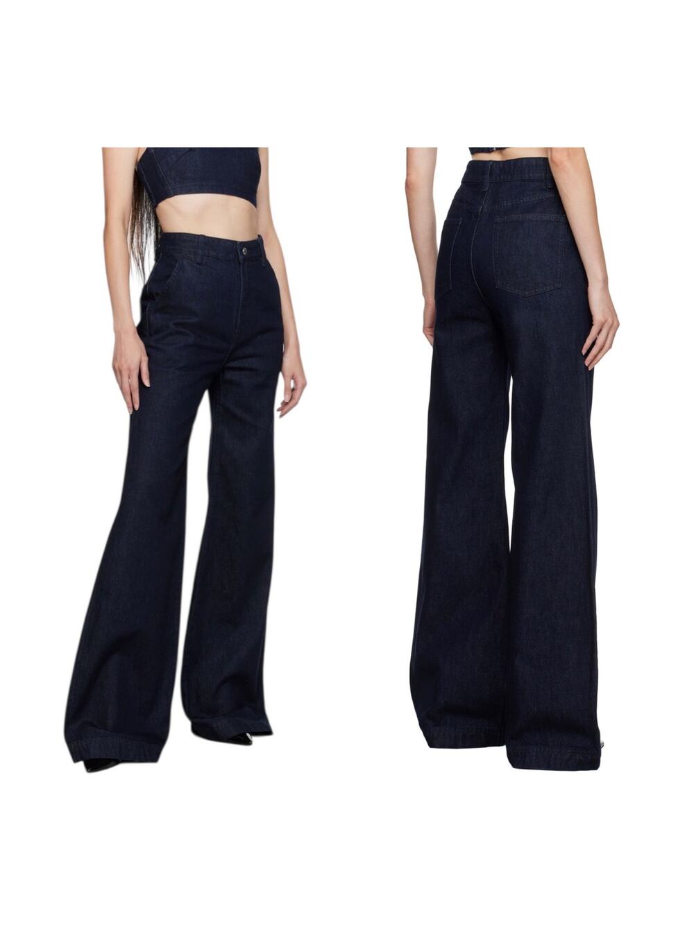 GRLFRND The Camille High Rise Wide Flare Trouser Denim Jeans Size 24 Western